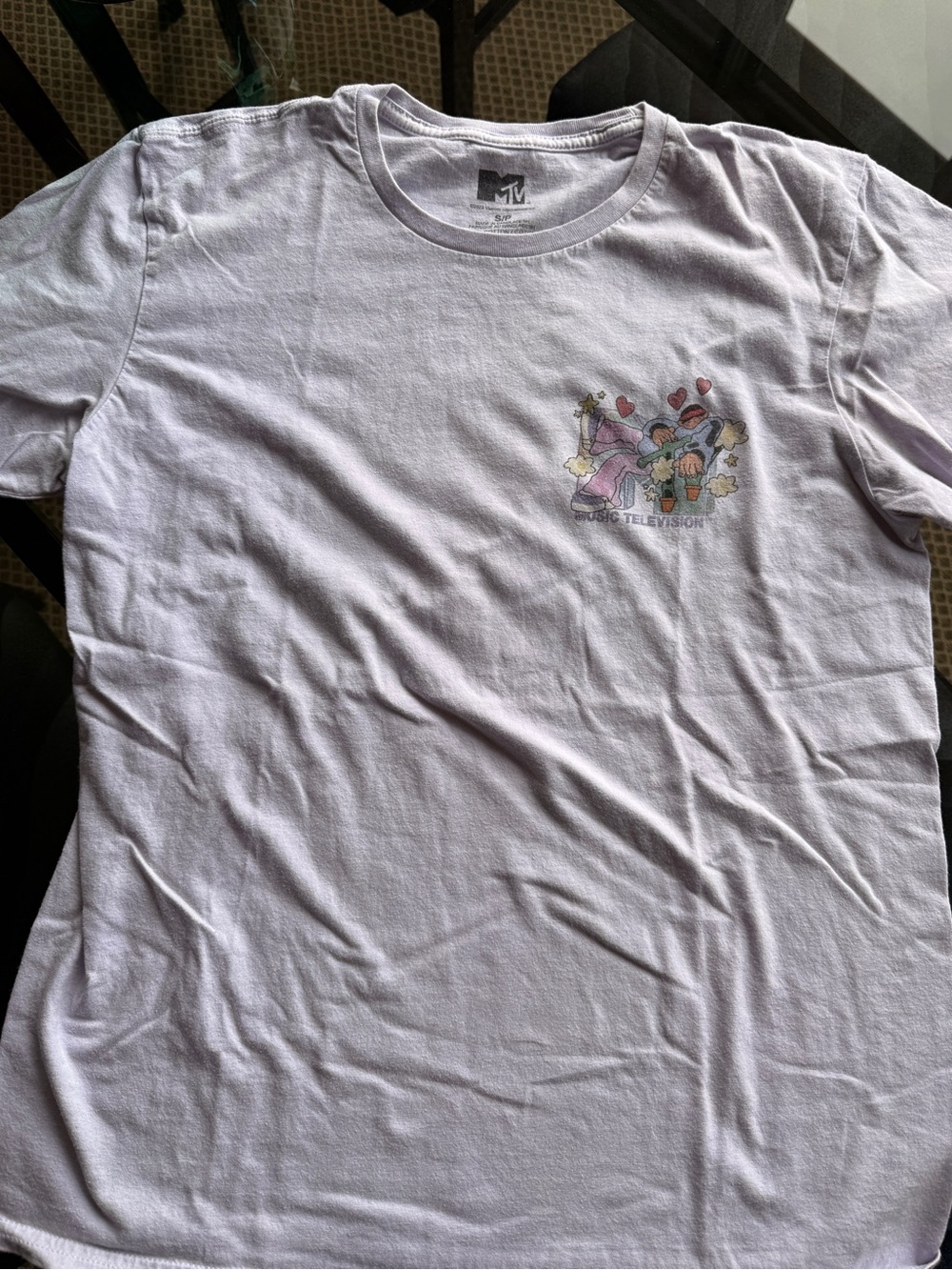 MTV Kids Light Lavender Graphic Tee with Colorful Cartoon Print